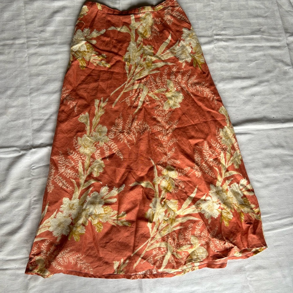 Liz Claiborne Floral Skirt in Coral and Cream